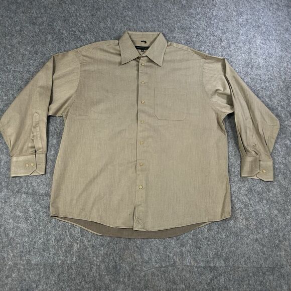 Kenneth Cole Men's Button Down Shirt Size 17 34/35 Beige Long Sleeve - Picture 1 of 6